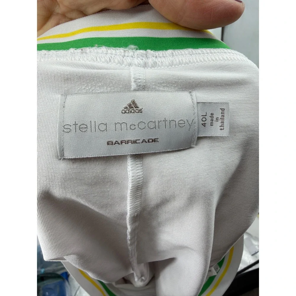 Adidas Stella McCartney Barricade Tennis Skirt Womens L 40L White Ruffle Green